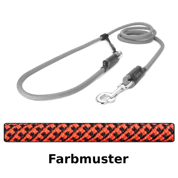 EASYLONG Hundeleine - L - 2m - orange und schwarz swirl